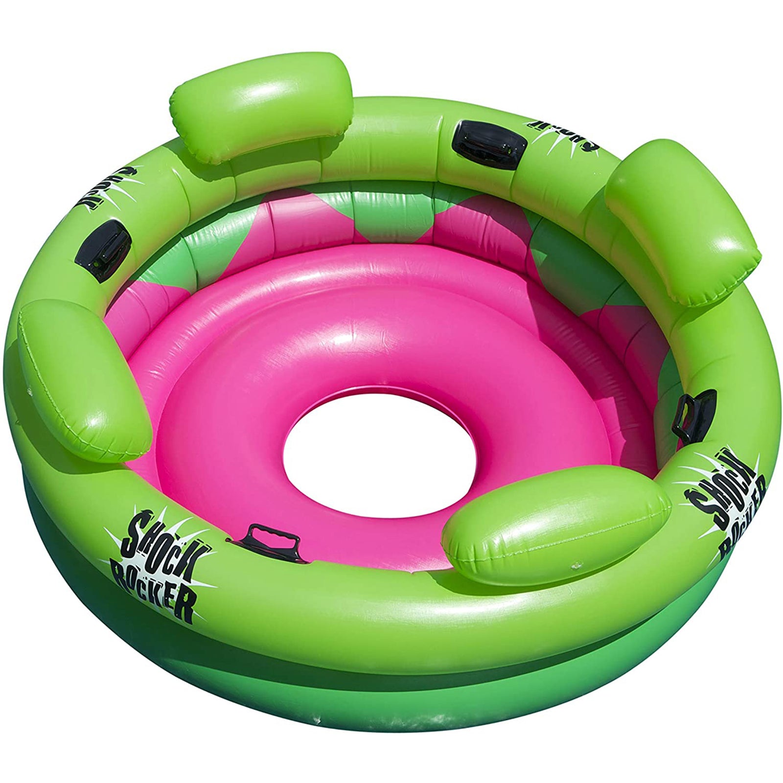 Swimline Shock Rocker 4-Person 72" Inflatable Float Island for Pool, Lake, Green - VMInnovations