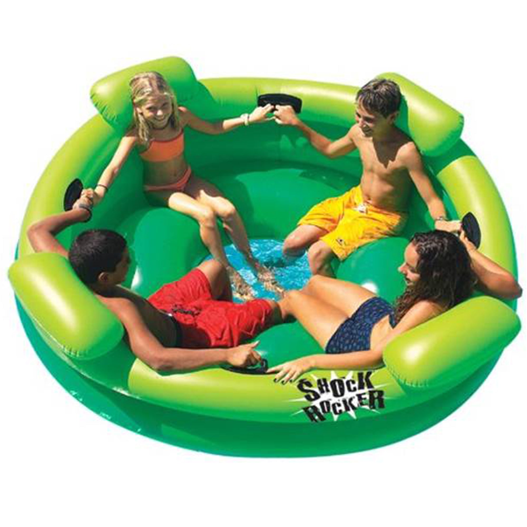 Swimline Shock Rocker 4-Person 72" Inflatable Float Island for Pool, Lake, Green - VMInnovations