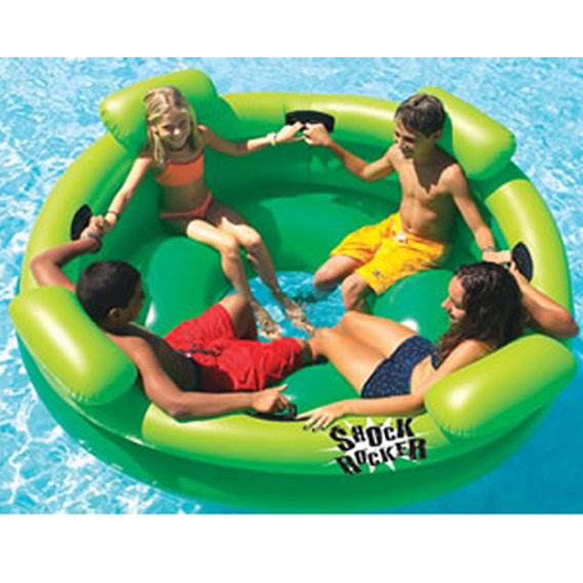Swimline Shock Rocker 4-Person 72" Inflatable Float Island for Pool, Lake, Green - VMInnovations