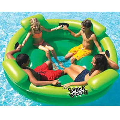 Swimline Shock Rocker 4-Person 72" Inflatable Float Island for Pool, Lake, Green - VMInnovations