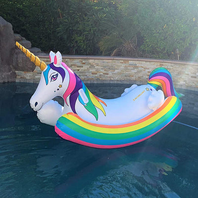 Swimline Rainbow Unicorn Rocker Ride On Swimming Pool Toy Float (Open Box) - VMInnovations