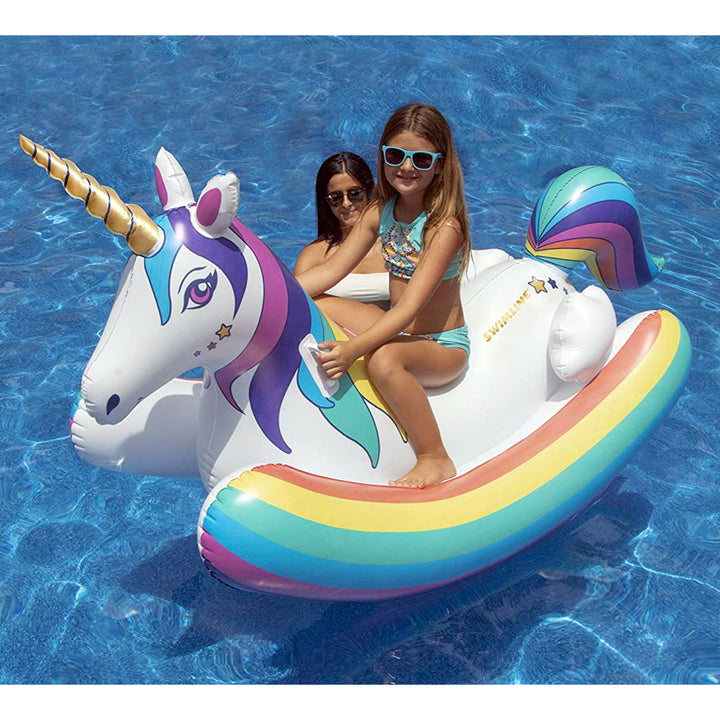 Swimline Rainbow Unicorn Rocker Ride On Swimming Pool Toy Float (Open Box)