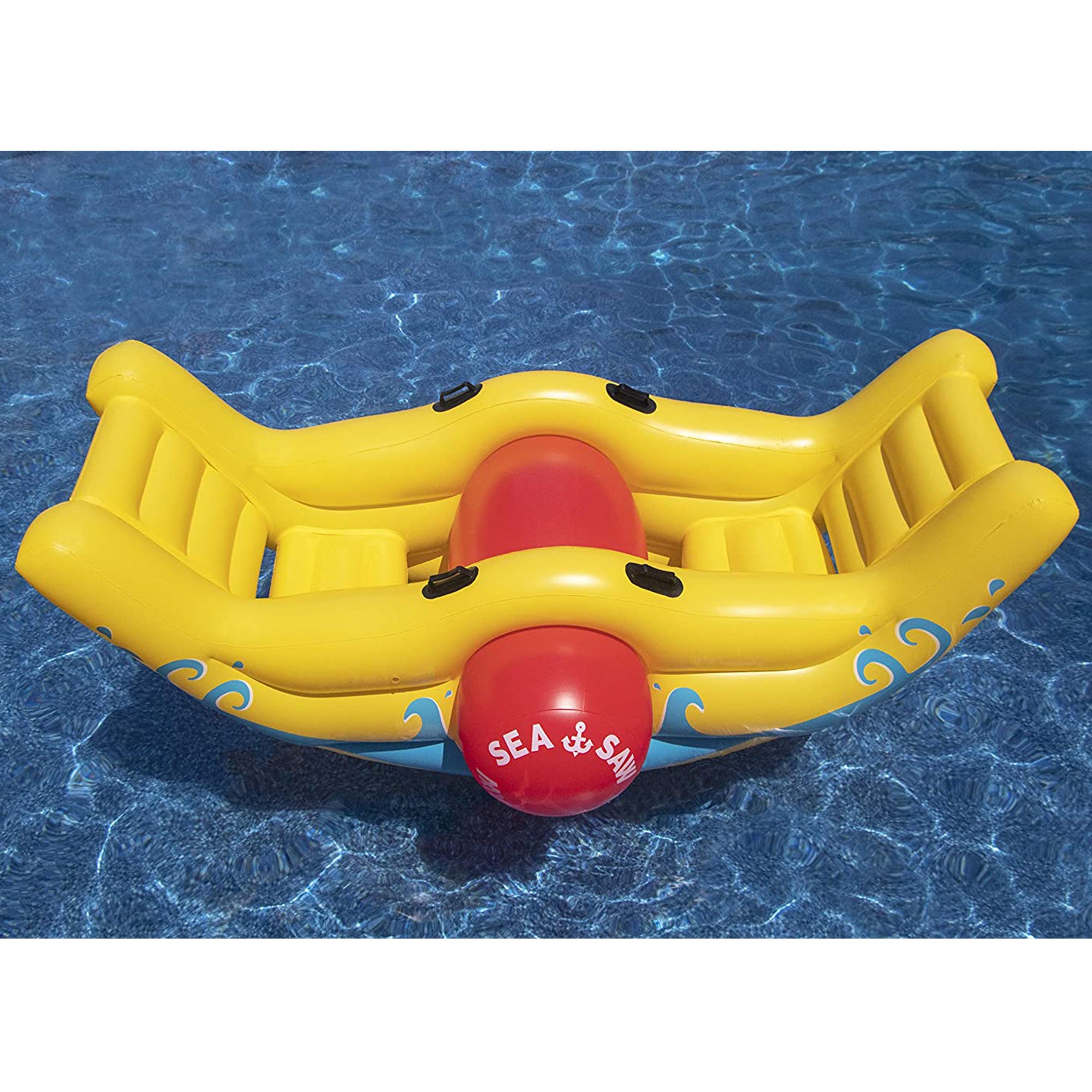 Swimline 9058 Sea-Saw Water Rocker Inflatable PVC 2 Person Pool Float, Yellow (Refurbished)