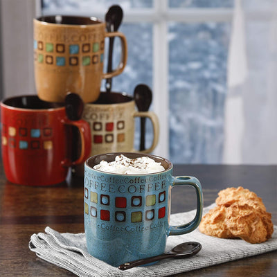 Gibson Mr. Coffee Cafe Americano 4 Person 8pc 13 oz Mug Set w/Spoons (Open Box) - VMInnovations