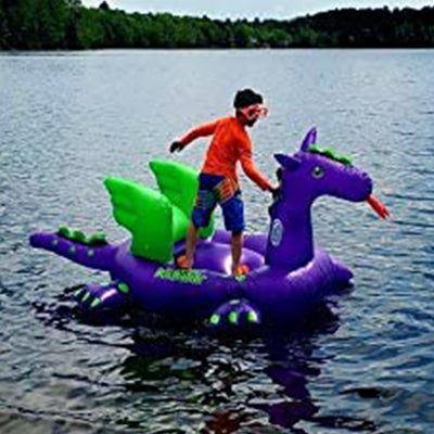 Swimline Giant 115" Inflatable Sea Dragon Ride-On Pool Float Lake Raft, Purple