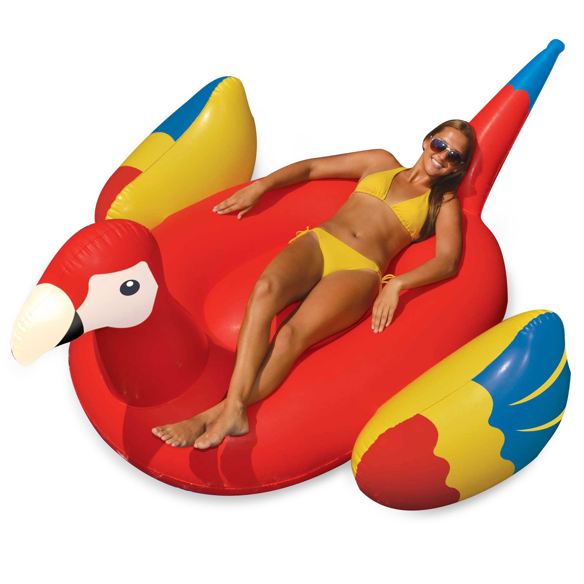 Giant Inflatable Swan Float Bundled w/ Giant Tropical Parrot Inflatable Float