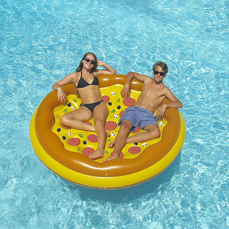 Swimline Giant 70" Inflatable Personal Pan Pizza Pool Float, Lake Water Raft - VMInnovations