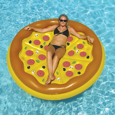 Swimline Giant 70" Inflatable Personal Pan Pizza Pool Float, Lake Water Raft - VMInnovations