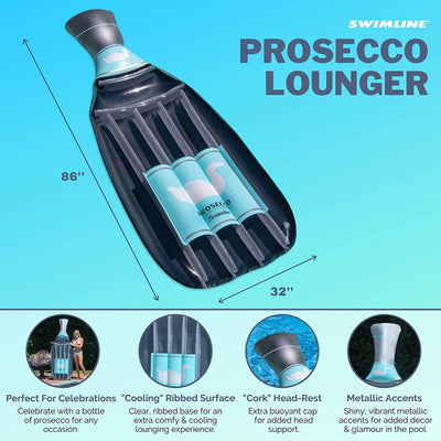 Swimline 90650 Inflatable 86" Prosecco Bottle Pool Float Water Raft Lounger