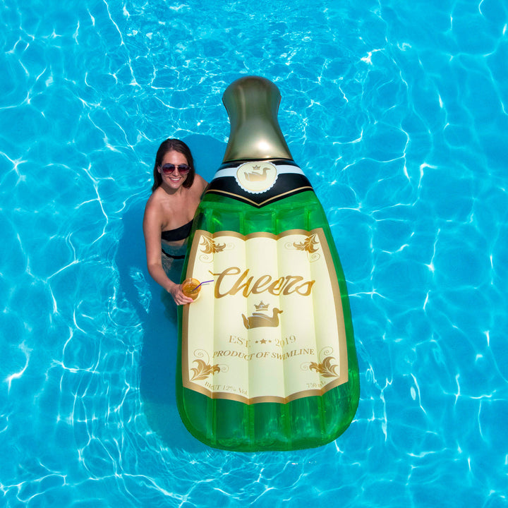 Swimline Cheers Bubbly Giant Inflatable Champagne Swimming Pool Float (Open Box)
