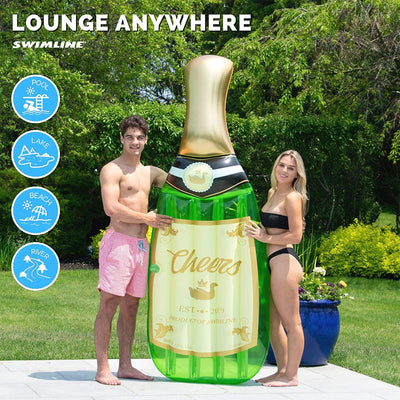 Swimline Cheers Bubbly Giant Inflatable Champagne Swimming Pool Float (Open Box) - VMInnovations