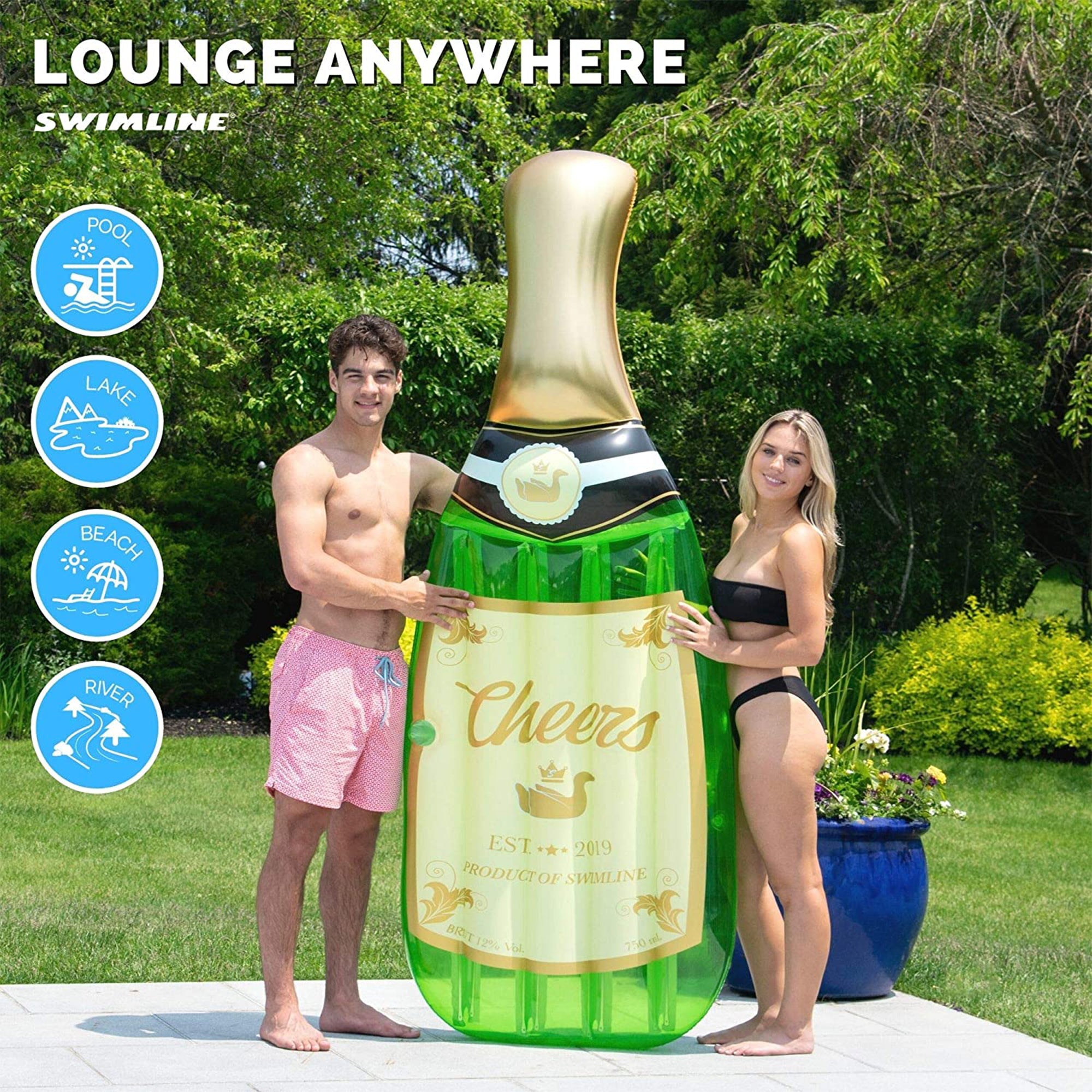 Swimline Cheers Bubbly Inflatable Champagne Swimming Pool Float (Used) - VMInnovations