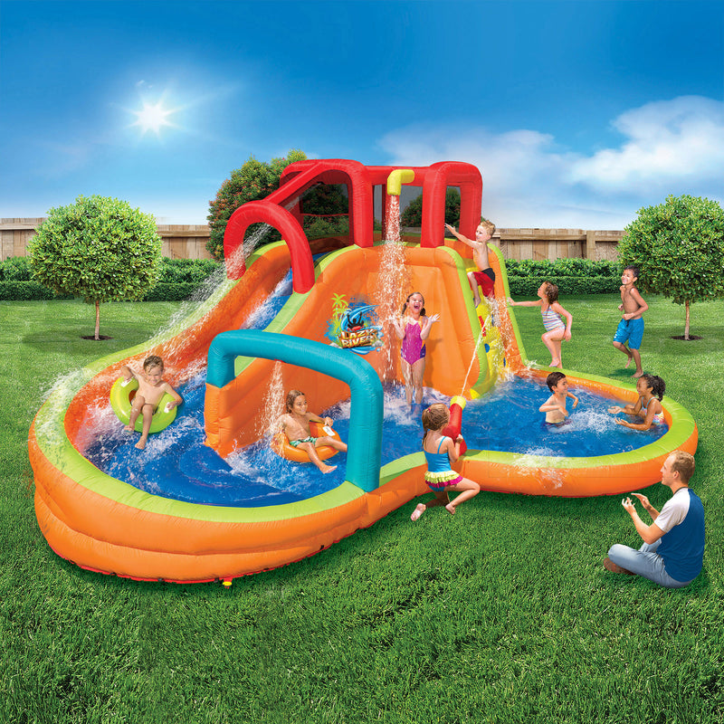 Banzai Kids Inflatable Lazy River Adventure Water Park and Battle Bop Combo Pack