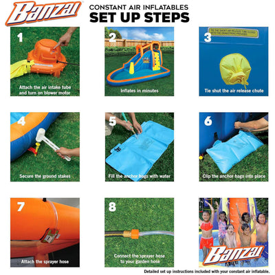 Banzai Inflatable Outdoor Lazy River Adventure Water Park Slide & Pool(Open Box)