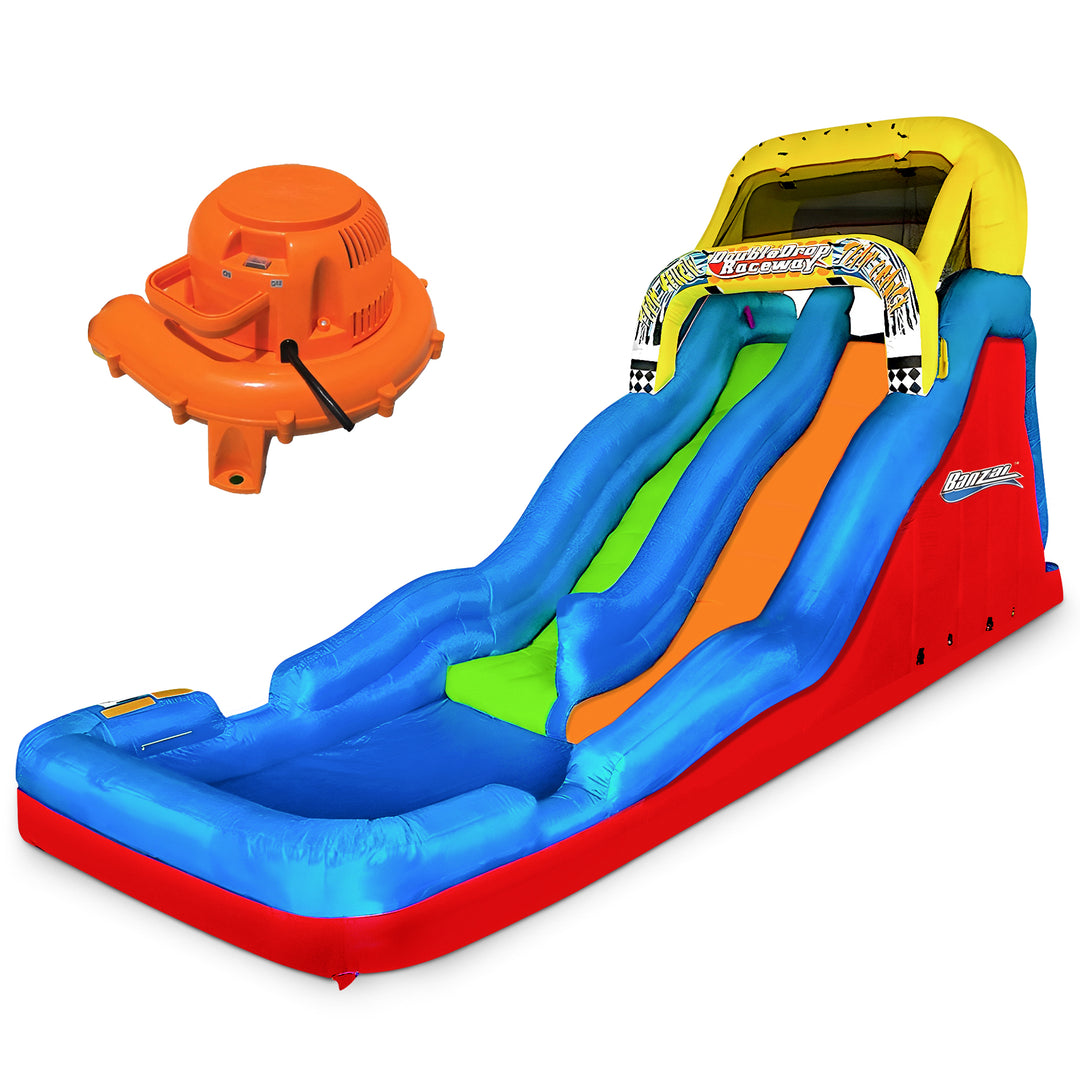 Banzai Double Drop Raceway 2 Lane Inflatable Kids Bounce Water Slide (Open Box)