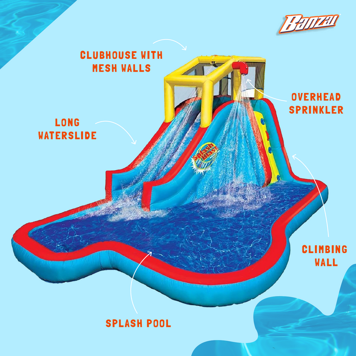 Banzai Slide N' Soak Inflatable Outdoor Kids Splash Pool Water Park Play Center