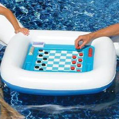 Swimline Inflatable Game Station Pool Float w/ Seats, Table, Cup Holders & Cards