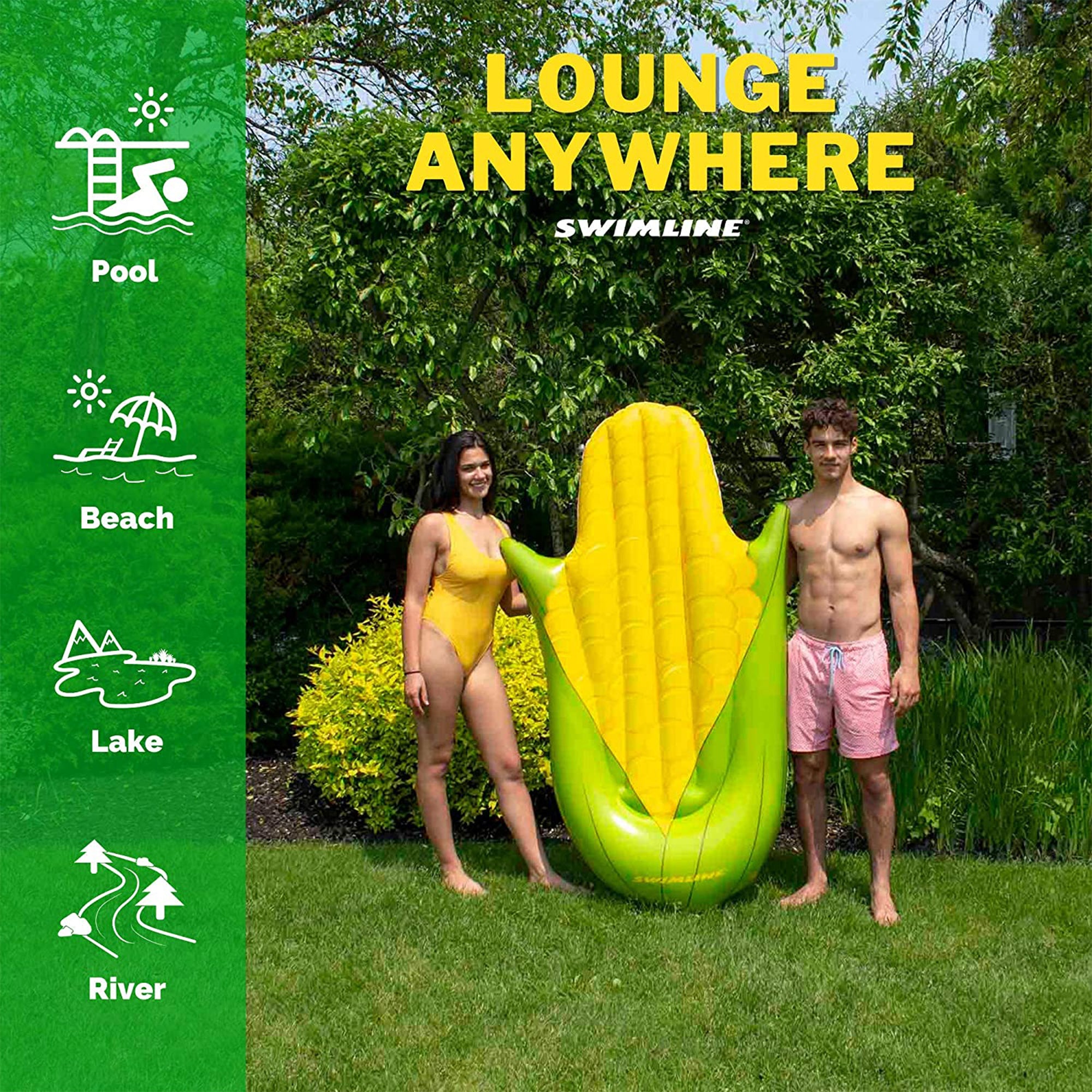 Swimline 90680M Giant 74" Inflatable Corn on the Cob Swimming Pool Float Lounger - VMInnovations