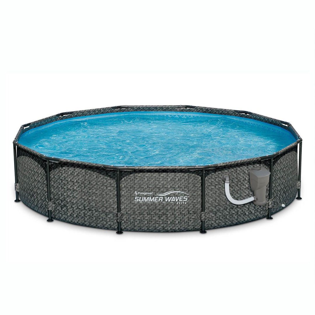 Summer Waves 12' x 33" Outdoor Round Frame Above Ground Swimming Pool with Pump