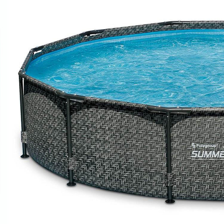 Summer Waves 12' x 33" Outdoor Round Frame Above Ground Swimming Pool with Pump