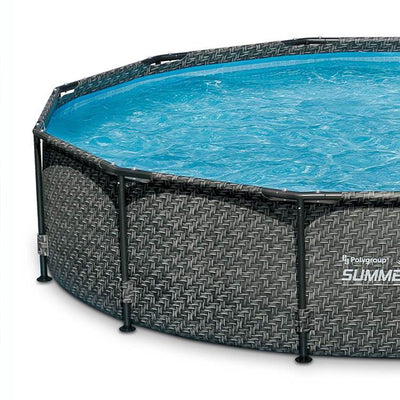 Summer Waves 12' x 33" Outdoor Round Frame Above Ground Swimming Pool with Pump