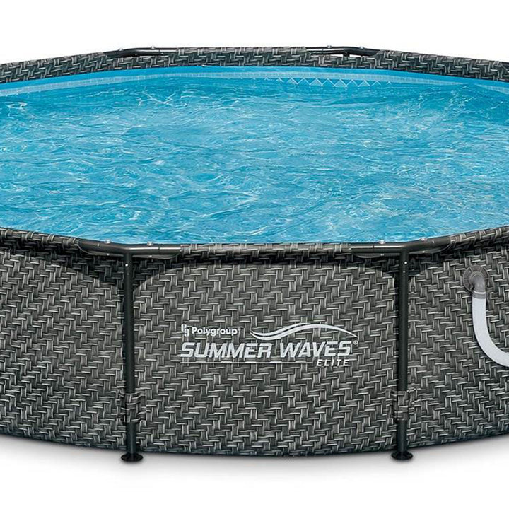 Summer Waves 12' x 33" Outdoor Round Frame Above Ground Swimming Pool with Pump