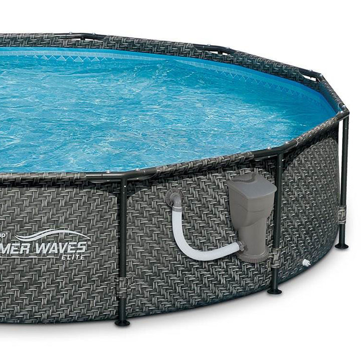 Summer Waves 12' x 33" Outdoor Round Frame Above Ground Swimming Pool with Pump