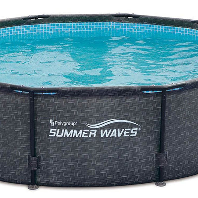 Summer Waves 10' x 30" Outdoor Round Frame Above Ground Swimming Pool with Pump