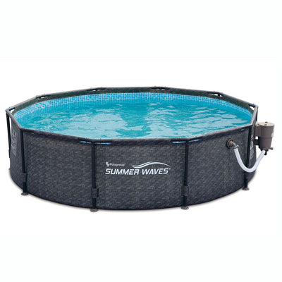 Summer Waves 10ft x 30in Outdoor Round Frame Above Ground Swimming Pool Set