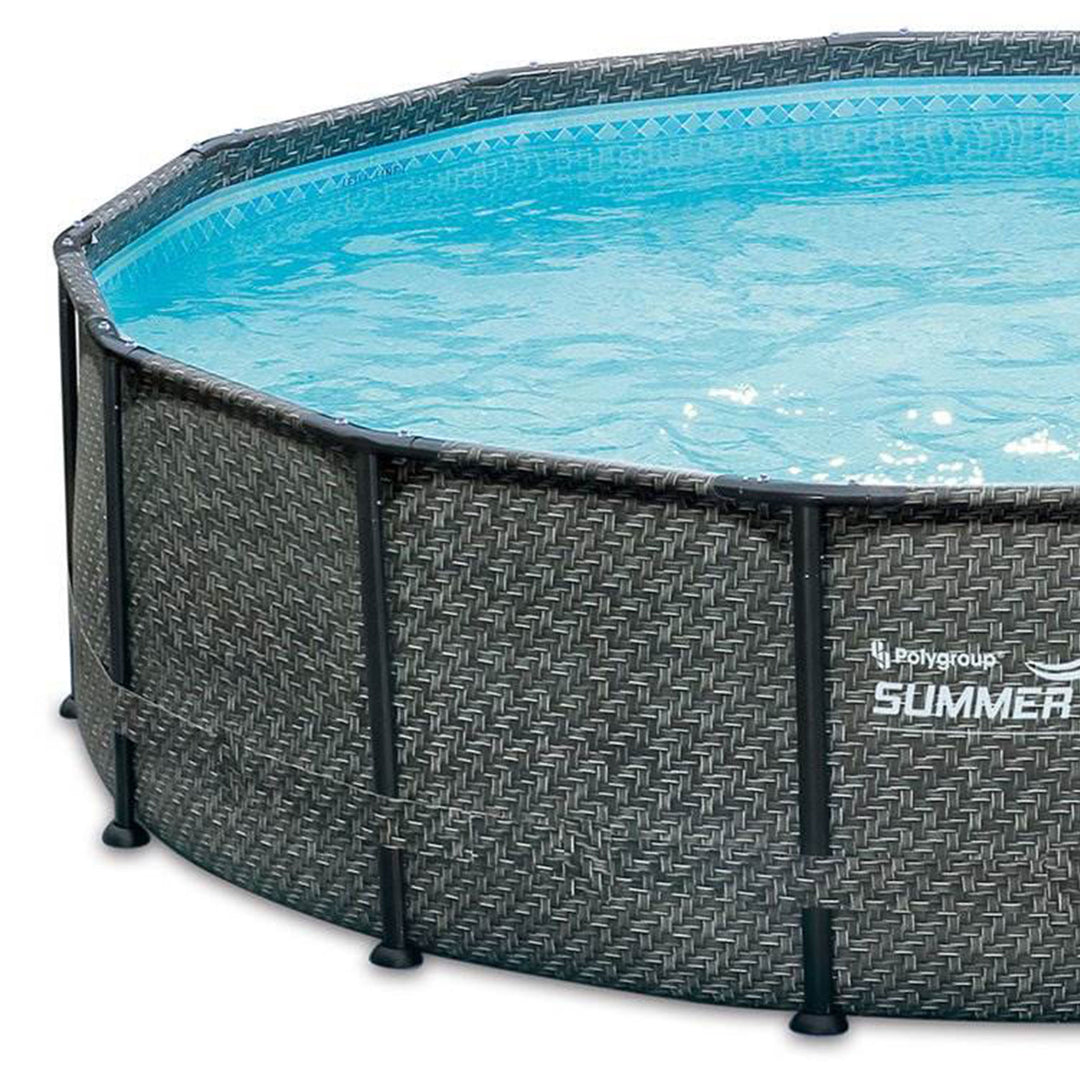 Summer Waves 14' x 48" Outdoor Round Frame Above Ground Swimming Pool with Pump