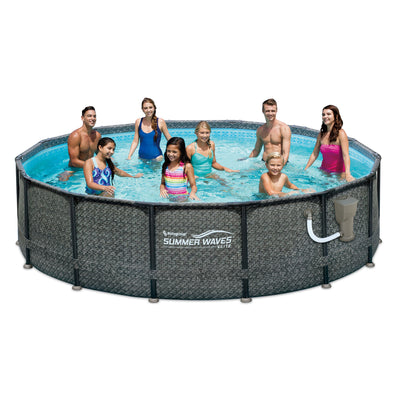 Summer Waves 14' x 48" Outdoor Round Frame Above Ground Swimming Pool with Pump