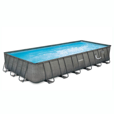 Summer Waves 24ft x 12ft x 52in Rectangle Above Ground Frame Swimming Pool Set - VMInnovations