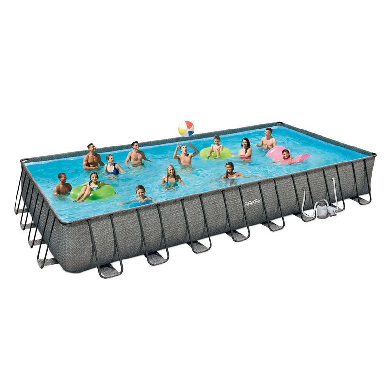 Summer Waves 32ft x 16ft x 52in Rectangle Frame Above Ground Swimming Pool Set