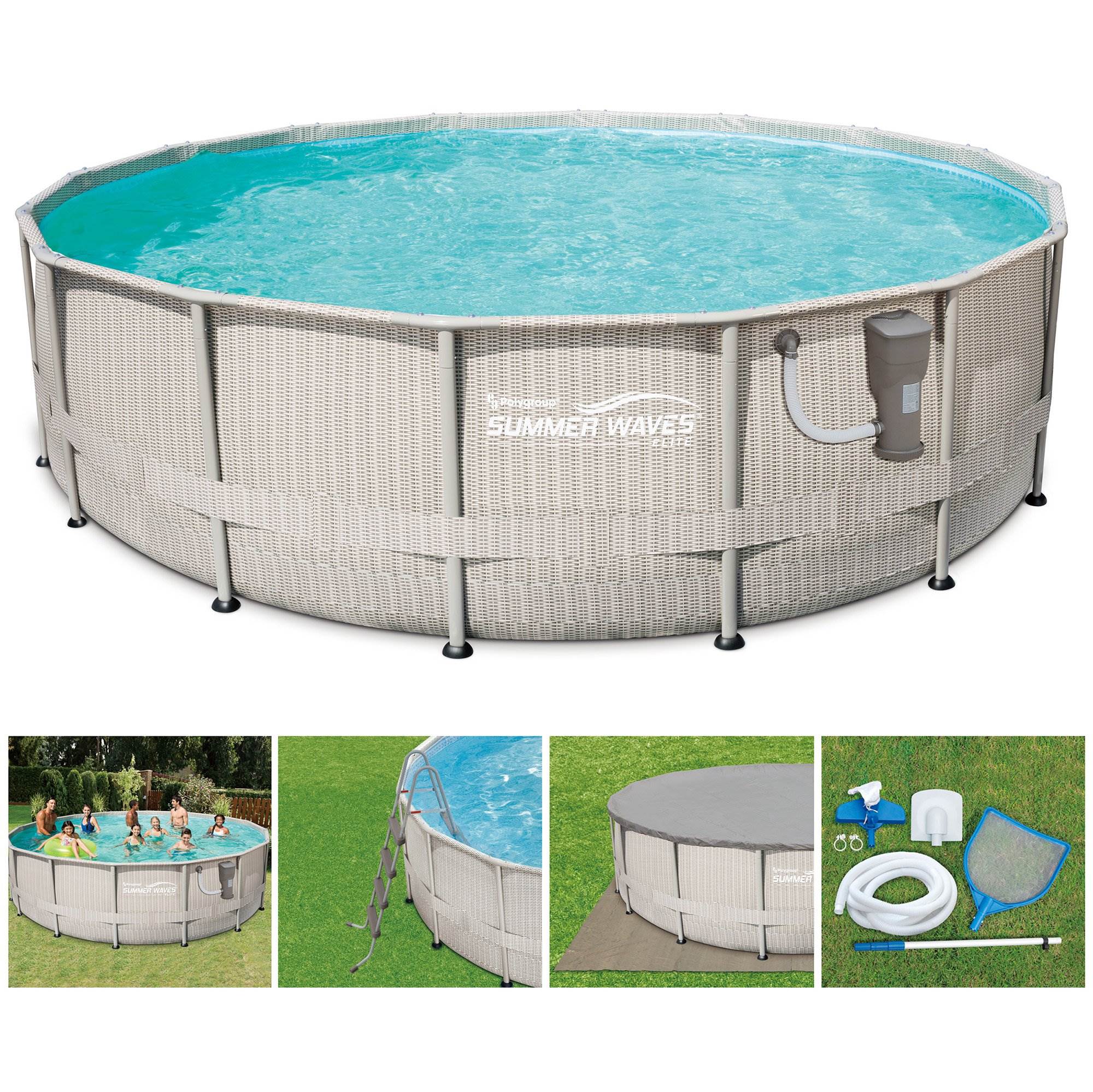 Summer Waves 16' x 48" Elite Frame Above Ground Pool Set with Ladder (Open Box)
