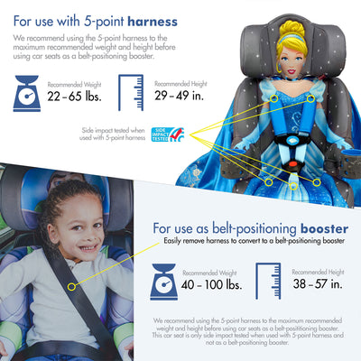 KidsEmbrace Disney Cinderella Platinum Combination Harness Booster Car Seat