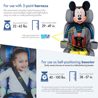 KidsEmbrace Disney Mickey Mouse Combination 5 Point Harness Booster Car Seat