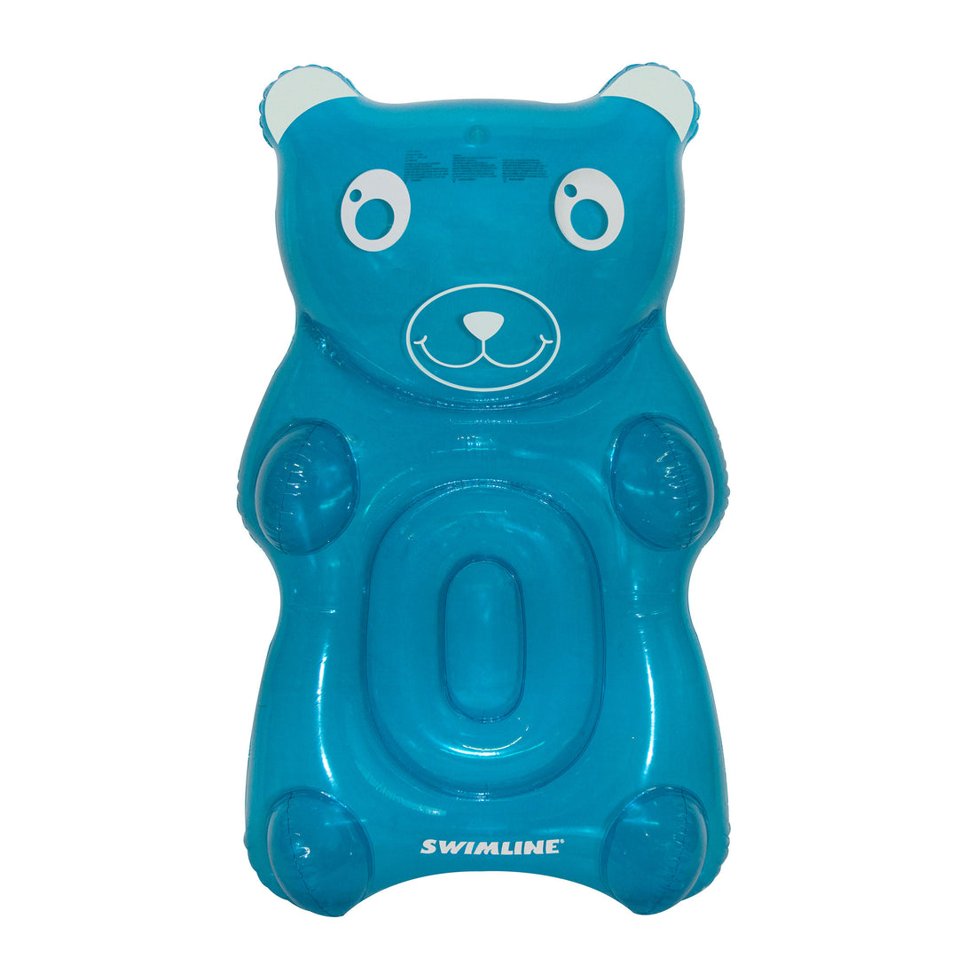 Swimline 90745 Gummy Bear Float Inflatable Vinyl Pool Lounger w/ Headrest, Blue