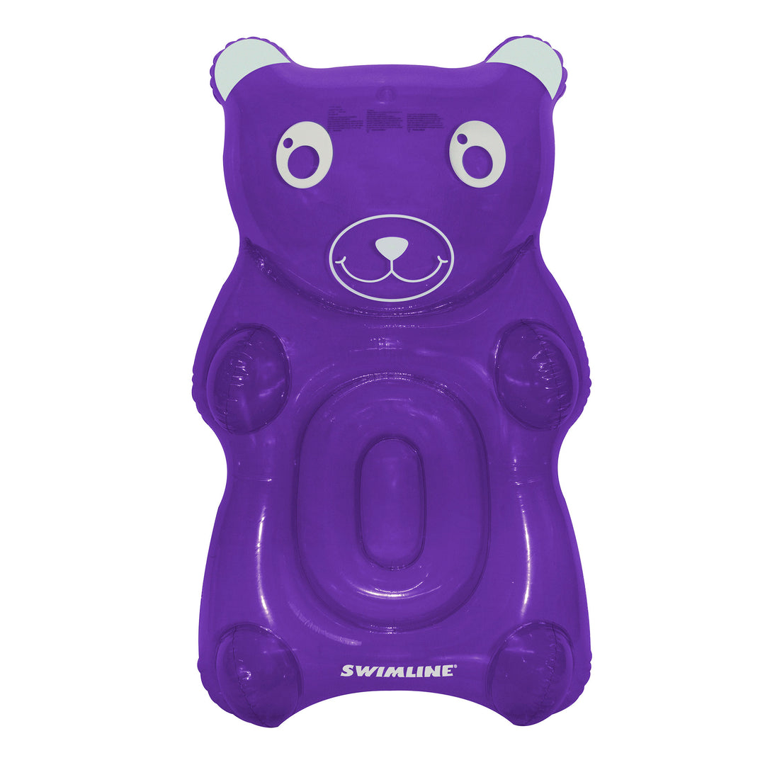 Swimline 90745 GummyBear Float Inflatable Vinyl Pool Lounger w/ Headrest, Purple