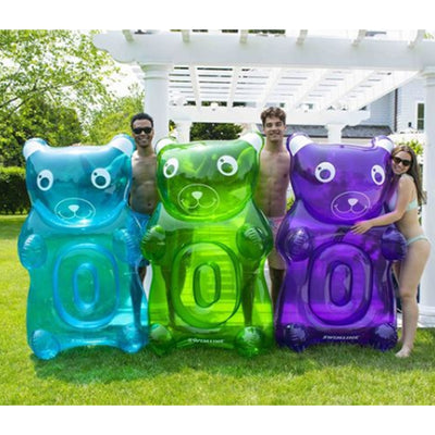 Swimline Giant 60" Inflatable Gummy Bear Pool Float Water Raft w/Headrest, Red - VMInnovations