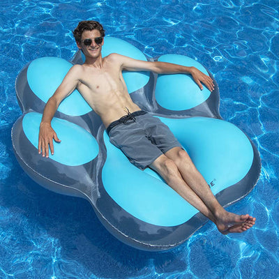 Swimline 90746 Inflatable 66" Pawprint Island Pool Float Water Lounger, Blue - VMInnovations