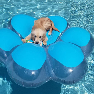 Swimline 90746 Inflatable 66" Pawprint Island Pool Float Water Lounger, Blue - VMInnovations