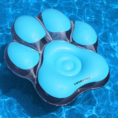 Swimline 90746 Inflatable 66" Pawprint Island Pool Float Water Lounger, Blue - VMInnovations