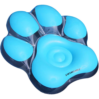 Swimline 90746 Inflatable 66" Pawprint Island Pool Float Water Lounger, Blue - VMInnovations