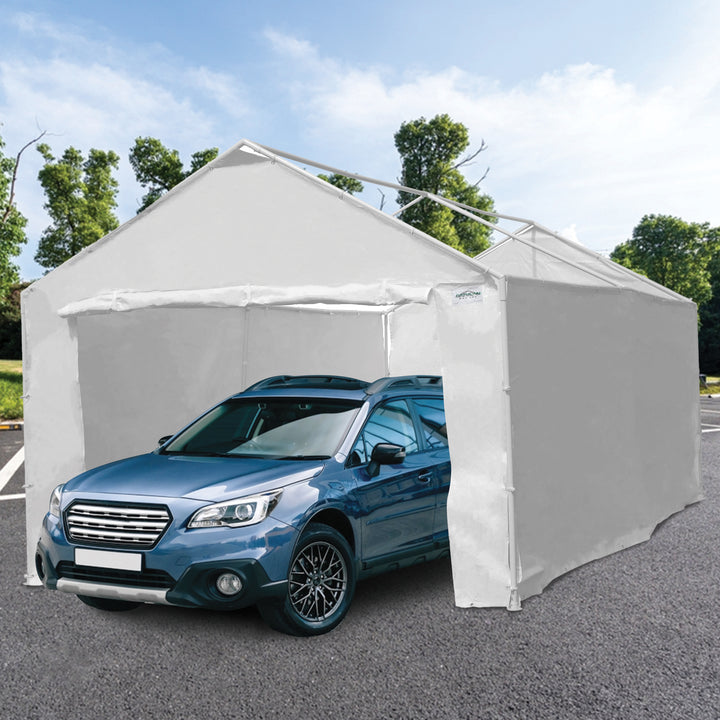 Caravan Canopy Domain Car Port Tent Sidewalls w/ Straps, White (Sidewalls Only)