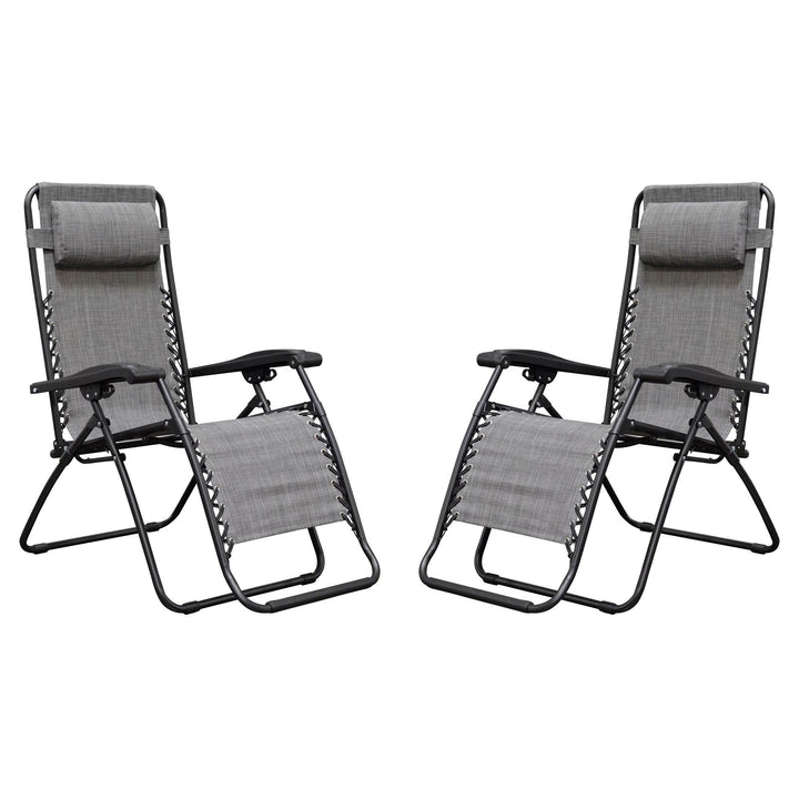 Caravan Canopy Infinity Zero Gravity Steel Frame Patio Deck Chair, Grey (Pair)