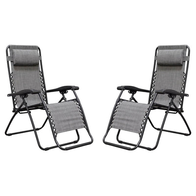 Caravan Canopy Infinity Zero Gravity Steel Frame Patio Chair, Grey (Pair) (Used) - VMInnovations
