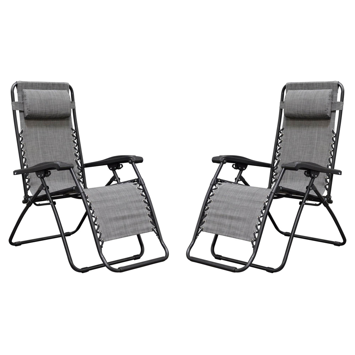 Caravan Canopy Infinity Zero Gravity Steel Patio Chair, Grey (Pair) (Open Box) - VMInnovations