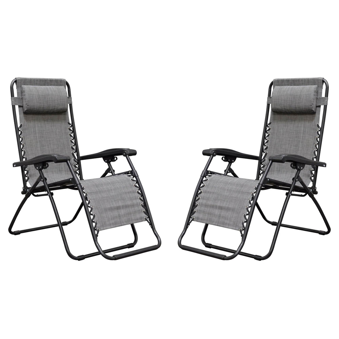 Caravan Canopy Infinity Zero Gravity Steel Frame Patio Deck Chair, Grey (Pair)