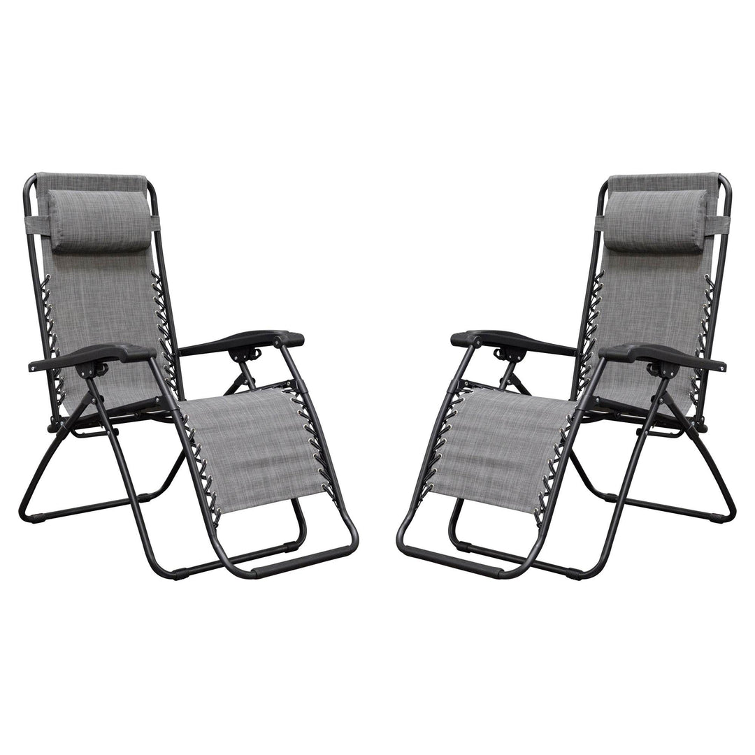 Caravan Canopy Infinity Zero Gravity Steel Frame Patio Chair, Grey (Pair) (Used)