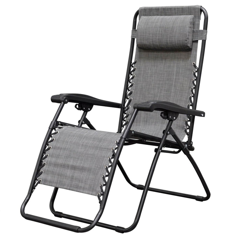 Caravan Canopy Infinity Zero Gravity Steel Frame Patio Deck Chair, Grey (Pair)